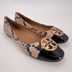 Tory Burch Chelsea Snake Print Cap Toe Ballet Flats Size 7